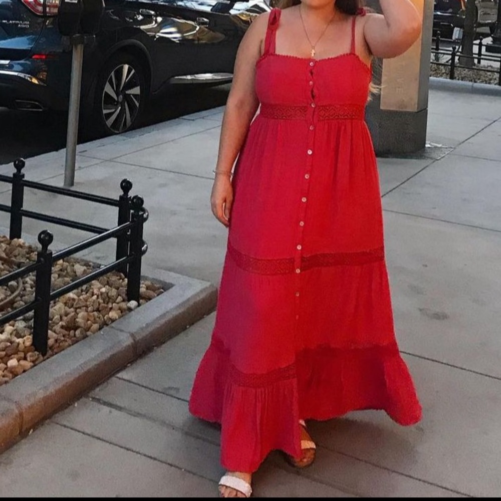 Forever 21 Coral Button-Down Maxi Dress